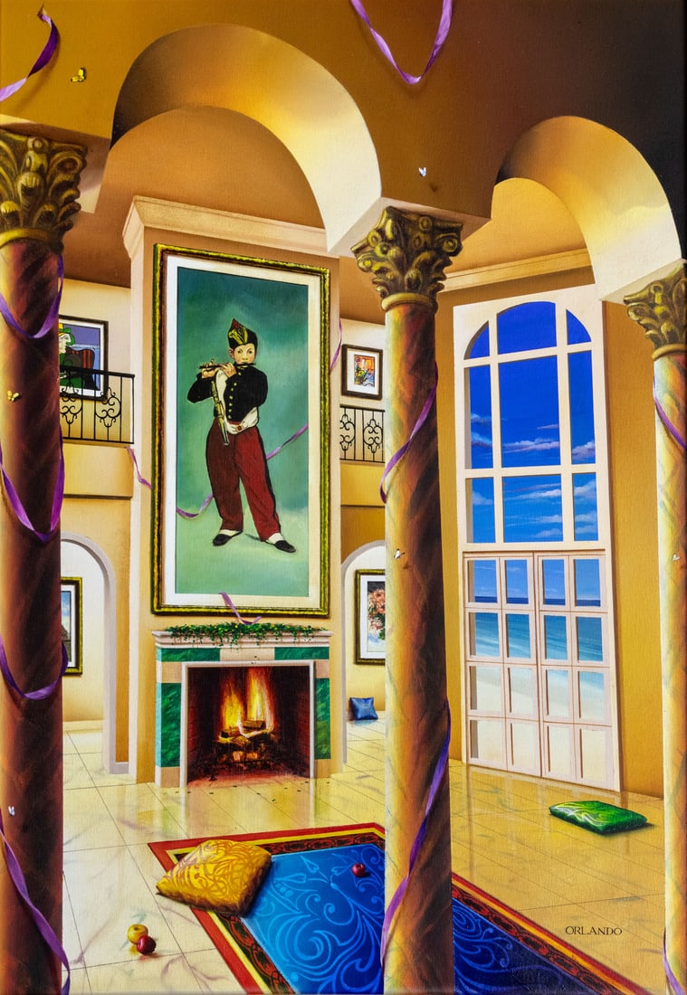 Orlando Rafael Quevedo (Cuban, b. 1970), Foyer: Orlando Rafael Quevedo (Cuban, b. 1970), Foyer Oil on canvas Signed (lower right). 60 x 90 cm