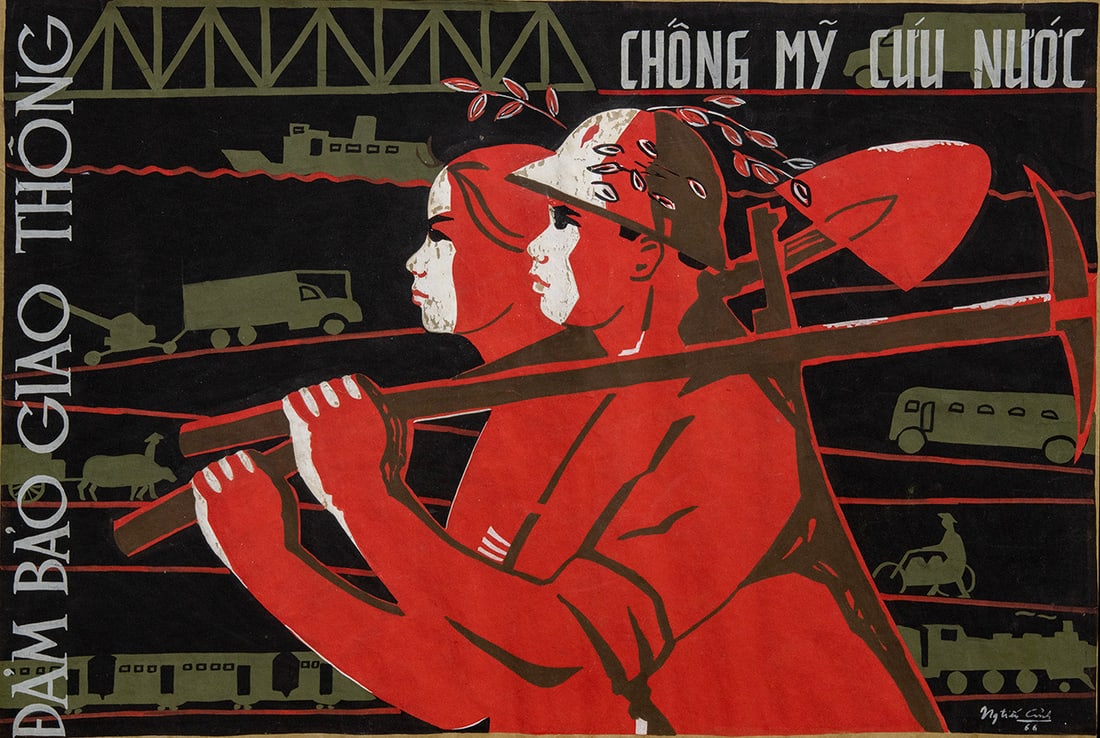 Tien Canh Nguyen (Vietnamese 20th Century), Resist America to Save The Country - Propaganda Poster: Tien Canh Nguyen (Vietnamese 20th Century), Resist America to Save The Country - Propaganda Poster Gouache on paper 1966 Signed and dated 66 (lower right). 52 x 74 cm