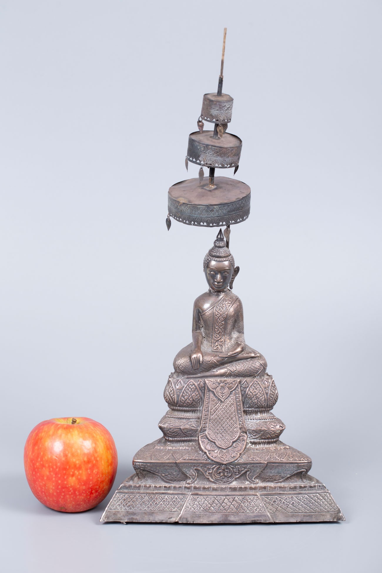 A Silver Seated Buddha Figurine, Cambodia, 18th/19th Century (1 of 5)