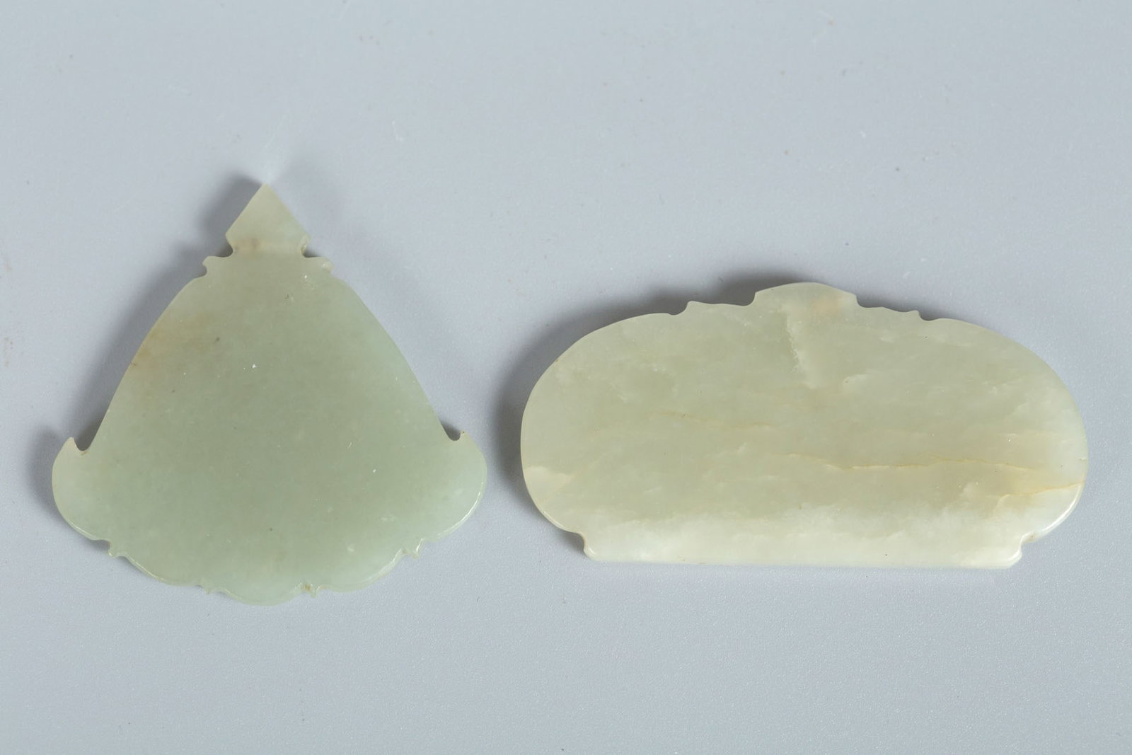 A Pair of Mughal Style Celadon Jade Plaques (1 of 2)
