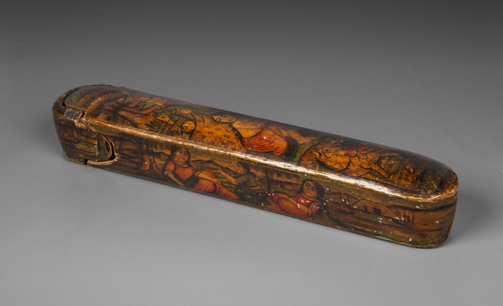 A Fine Qajar Polychrome Lacquer Qalamdan, Persia, 19th Century (1 of 4)