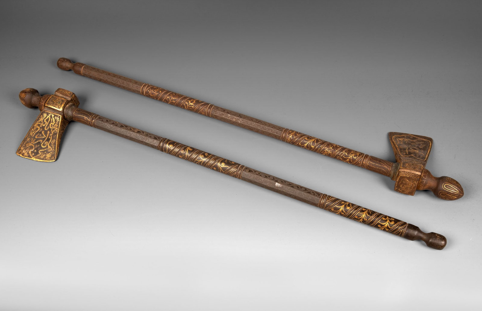 A Pair of Antique Islamic Steel and Gold Inlay Axes (1 of 2)