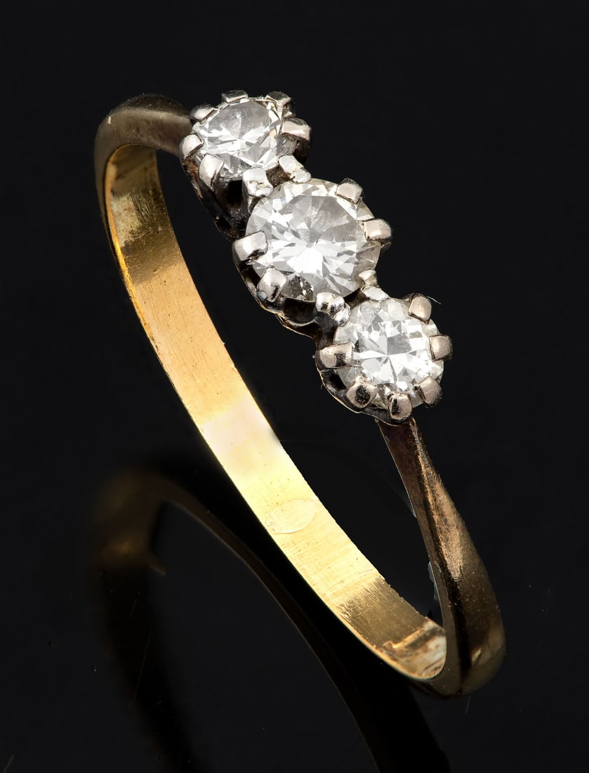 A 18K Yellow Gold, Platinum and Diamond Ring (1 of 3)