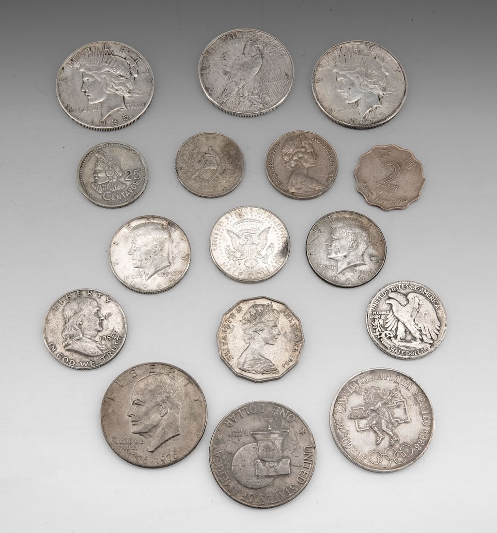 A Group of Coins, Some Silver, USA and Mexico, 20th Century (1 of 1)