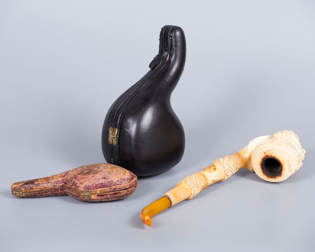 A Lot of Three Meerschaum and Amber or Bakelite Pipes, Late 19th Century (1 of 4)