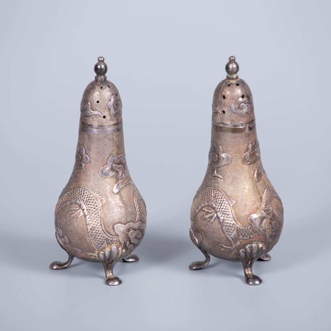 A Pair of Sterling Silver Salt and Pepper Shakers, China, Late 19th Early 20th Century (1 of 7)