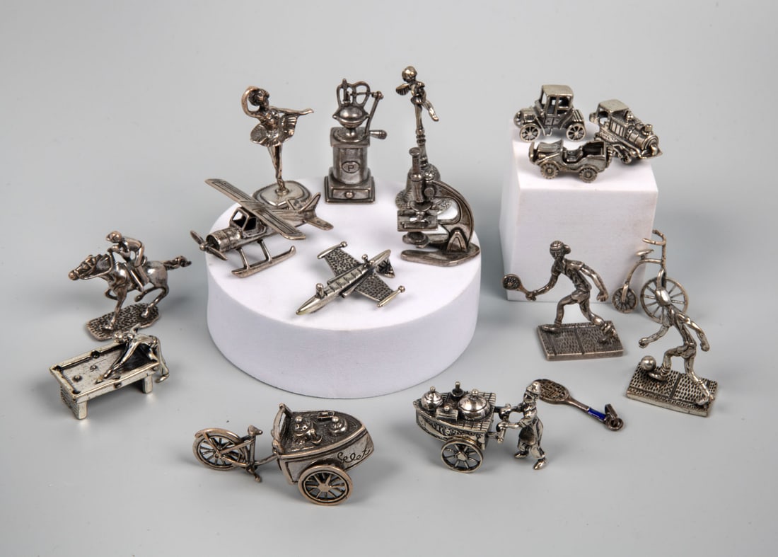 A Group of 16 Silver Transportation Miniatures, 925 and 800 Standard (1 of 4)