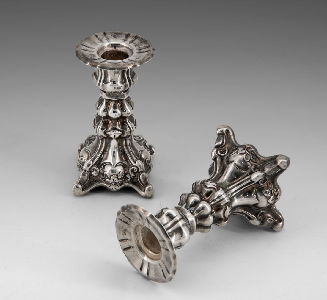 A Pair of Hazorfim Silver Candlesticks, Israel, Second Half of the 20th Century (1 of 2)