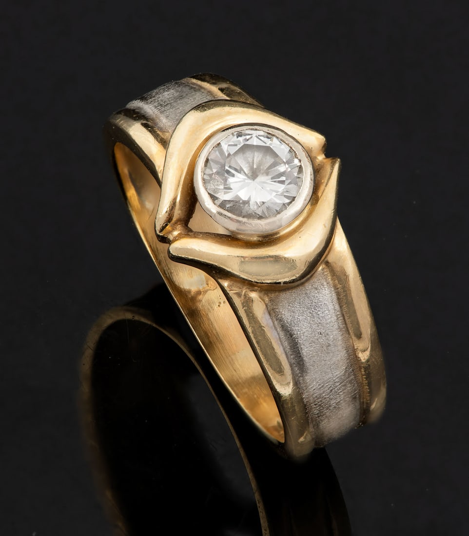 A 14K Two Tone Gold and Diamond Ring (1 of 5)