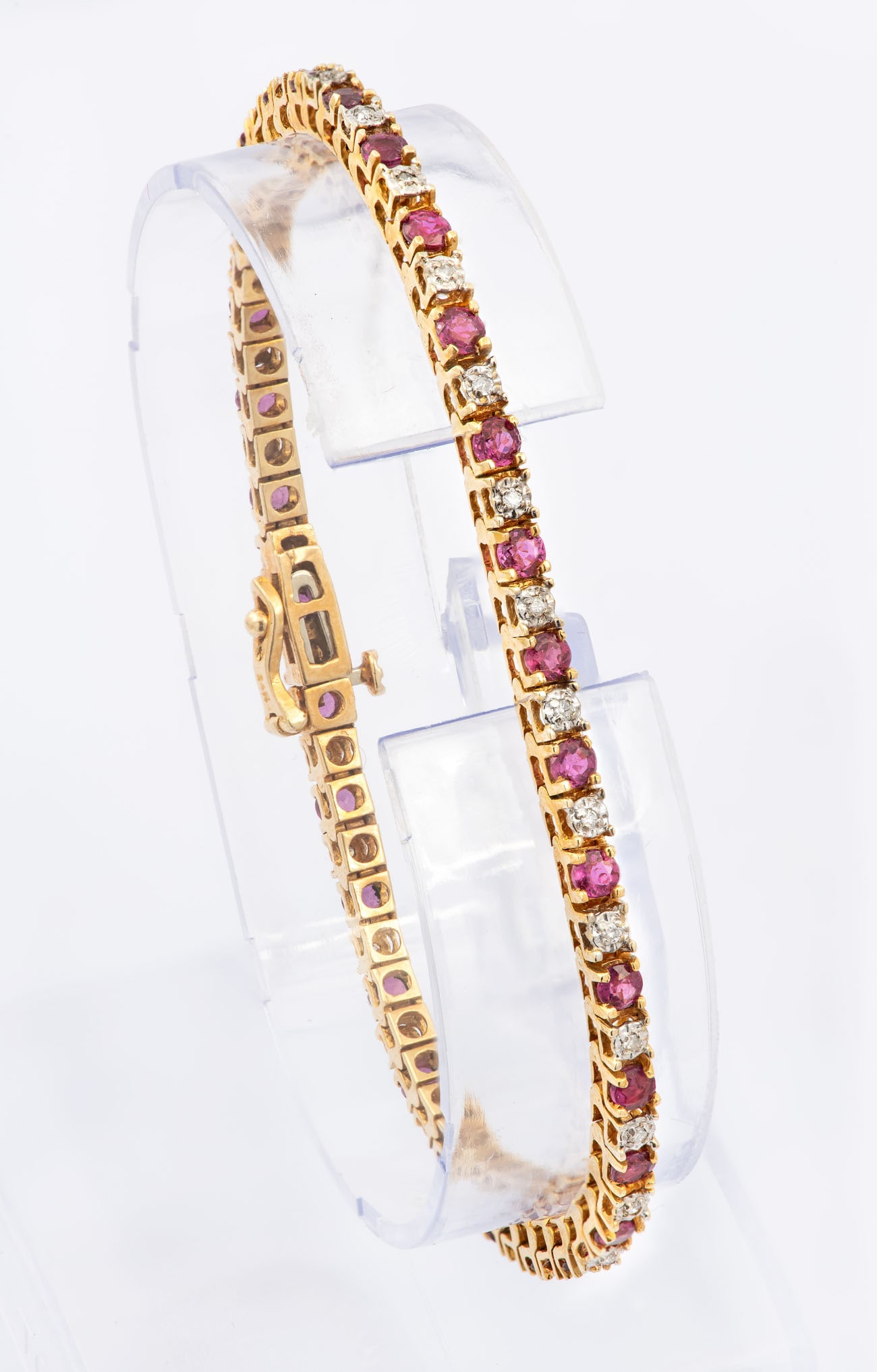 A 14K Yellow and Gold ruby and Diamond Tennis Bracelet (1 of 4)