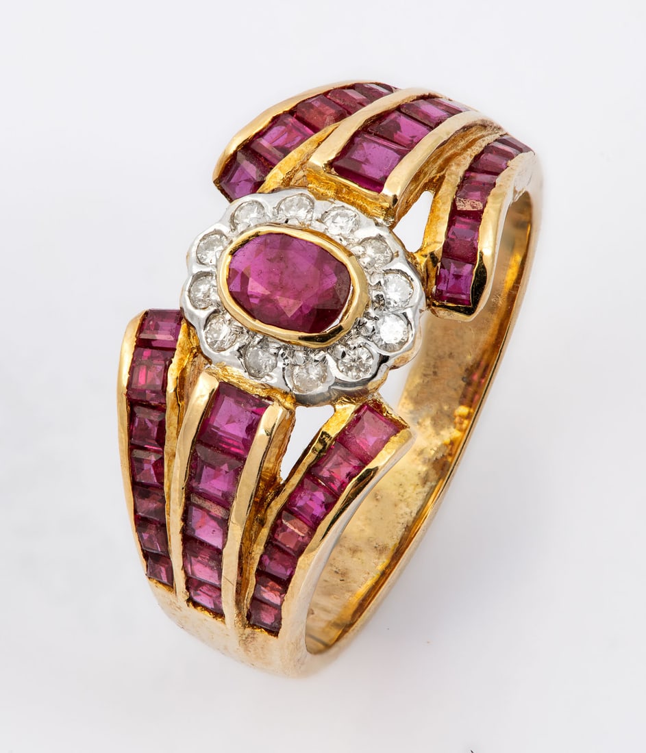 A 14K Yellow Gold Ruby and Diamond Ring (1 of 5)