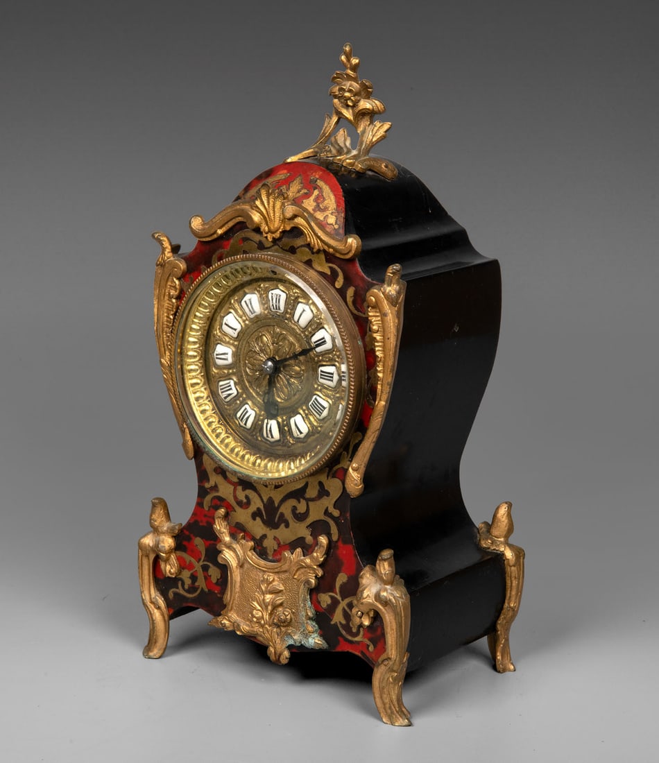 A Boulle-Style Wood Marquetry and Ormolu Mantel Clock, France, Century 19th (1 of 6)