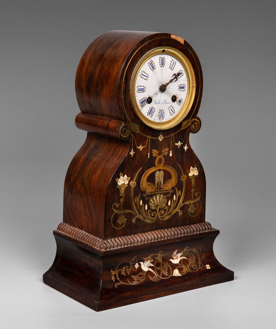 A Napoleon III Wood Brass and Mother of Pearl Mantel Clock, France, 19th Century (1 of 5)
