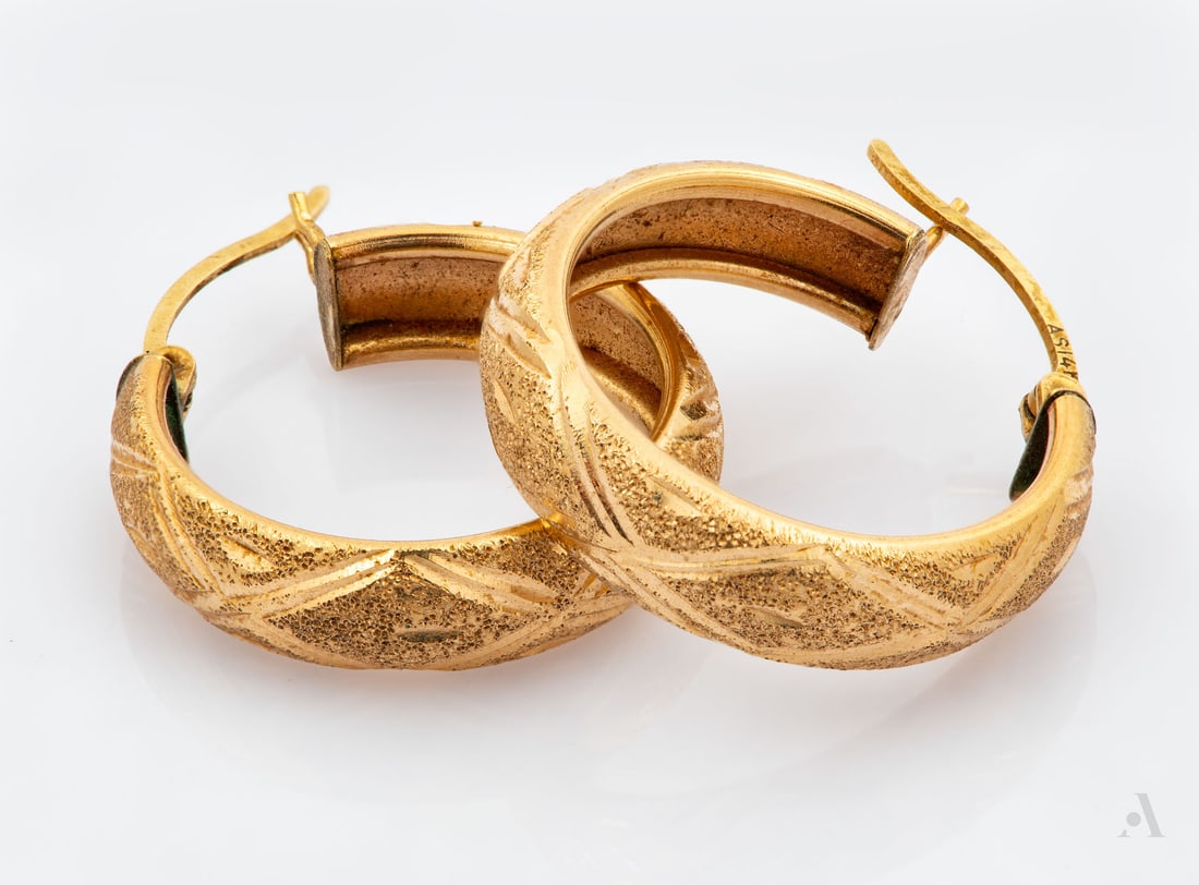 A Pair of 14K Yellow Gold Hoop Earrings (1 of 1)
