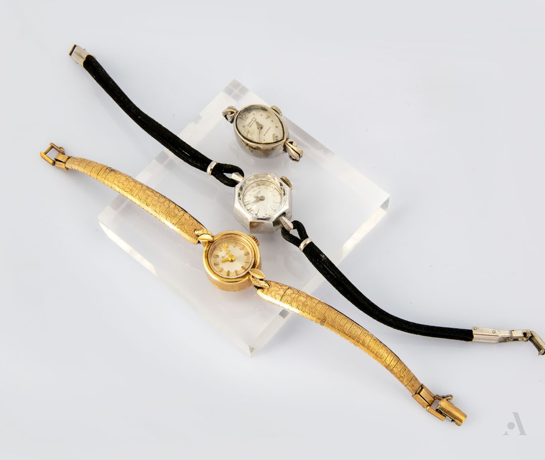 Three 14K Gold Ladies' Wristwatches in Various Designs (1 of 1)