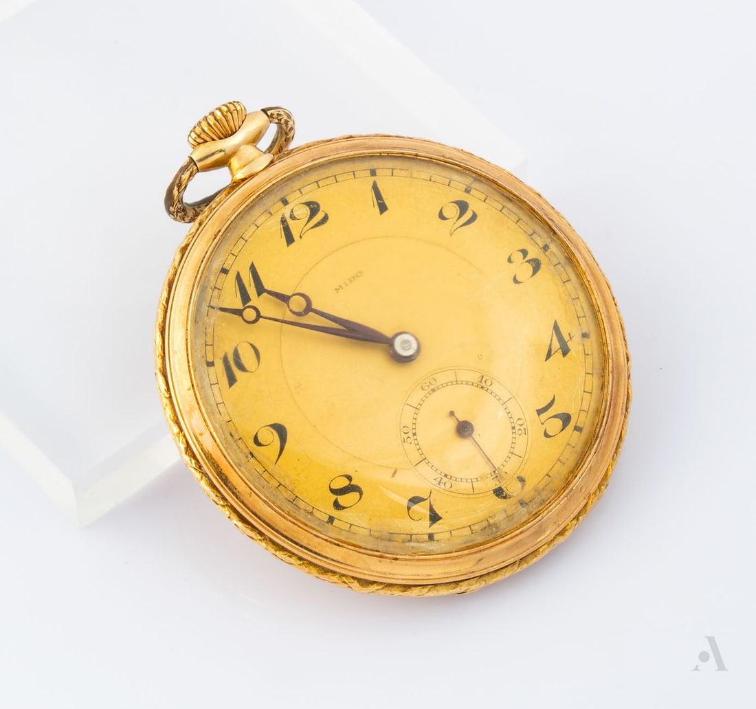 An Art Deco MIDO 14K Yellow Gold Pocket Watch, ca 1920s-1930s (1 of 3)