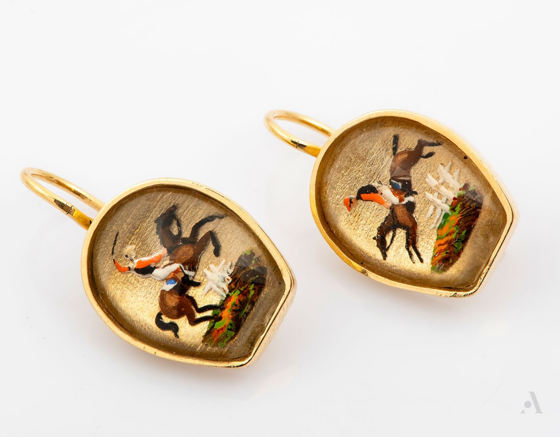 A Pair of 14K Yellow Gold and Essex Crystal Earrings, ca 1900 (1 of 4)