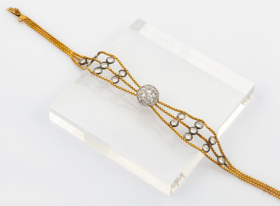 An Elegant 14K Two-Tone Gold and Diamond Bracelet (1 of 5)