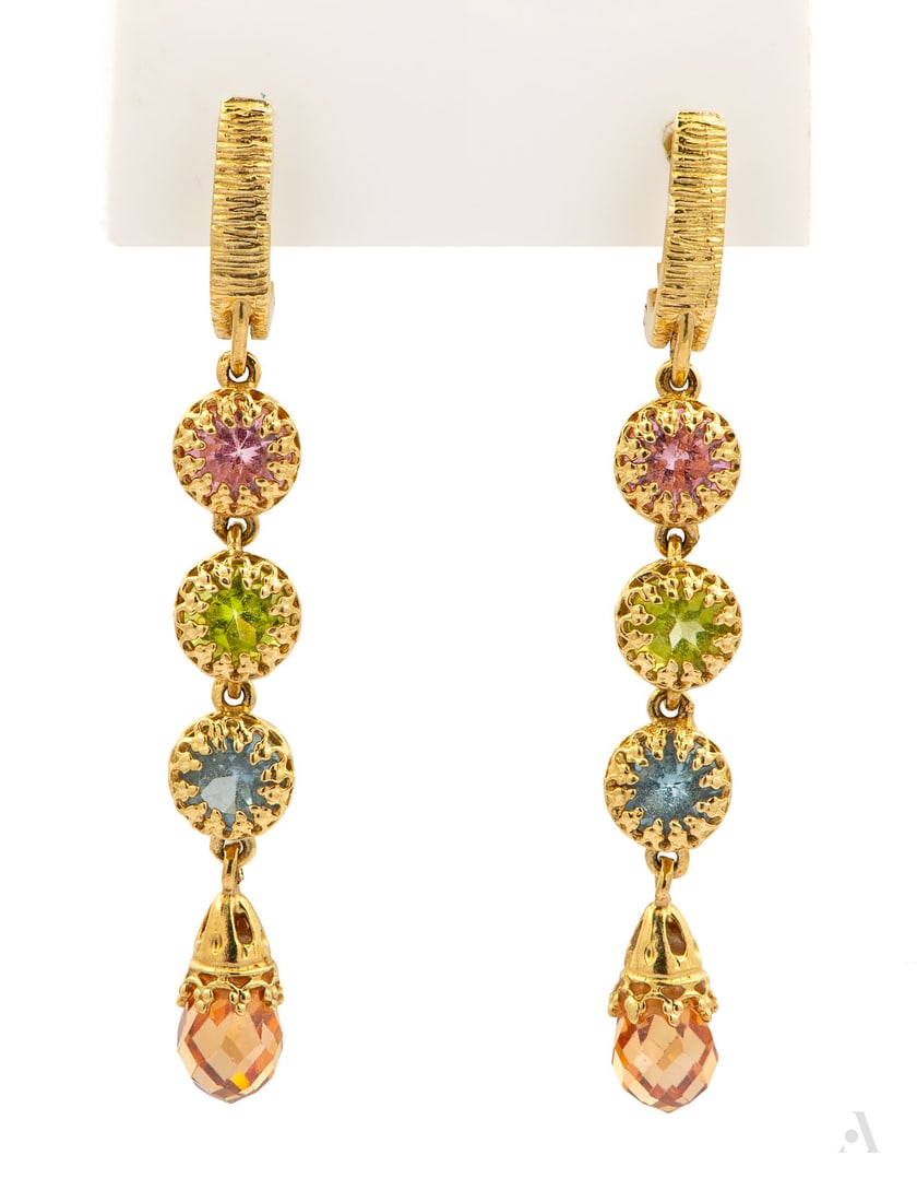 A Pair of 14K Yellow Gold and Gemstone Earrings (1 of 4)