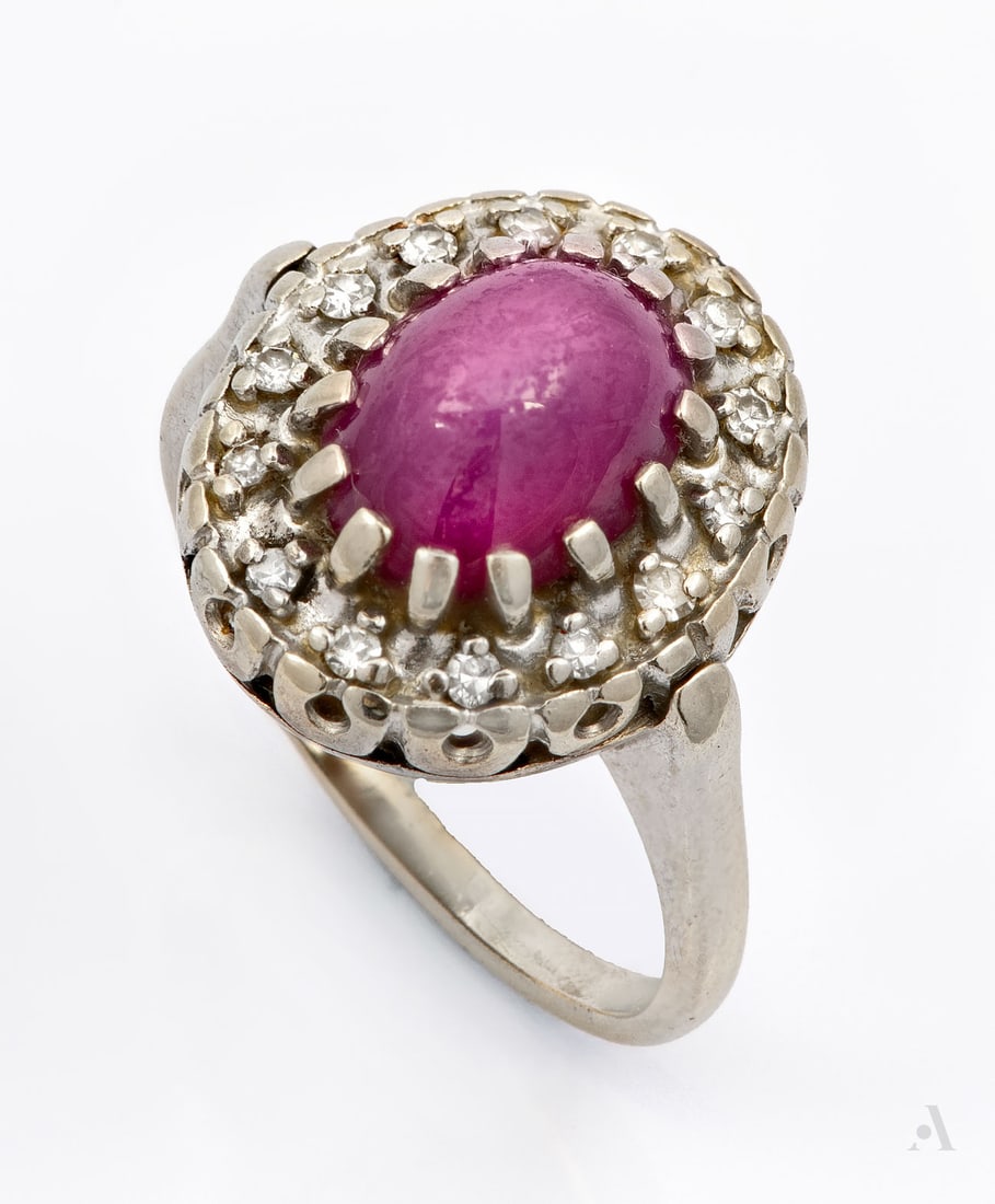 A 14K White Gold Diamond and Star Ruby Ring (1 of 5)