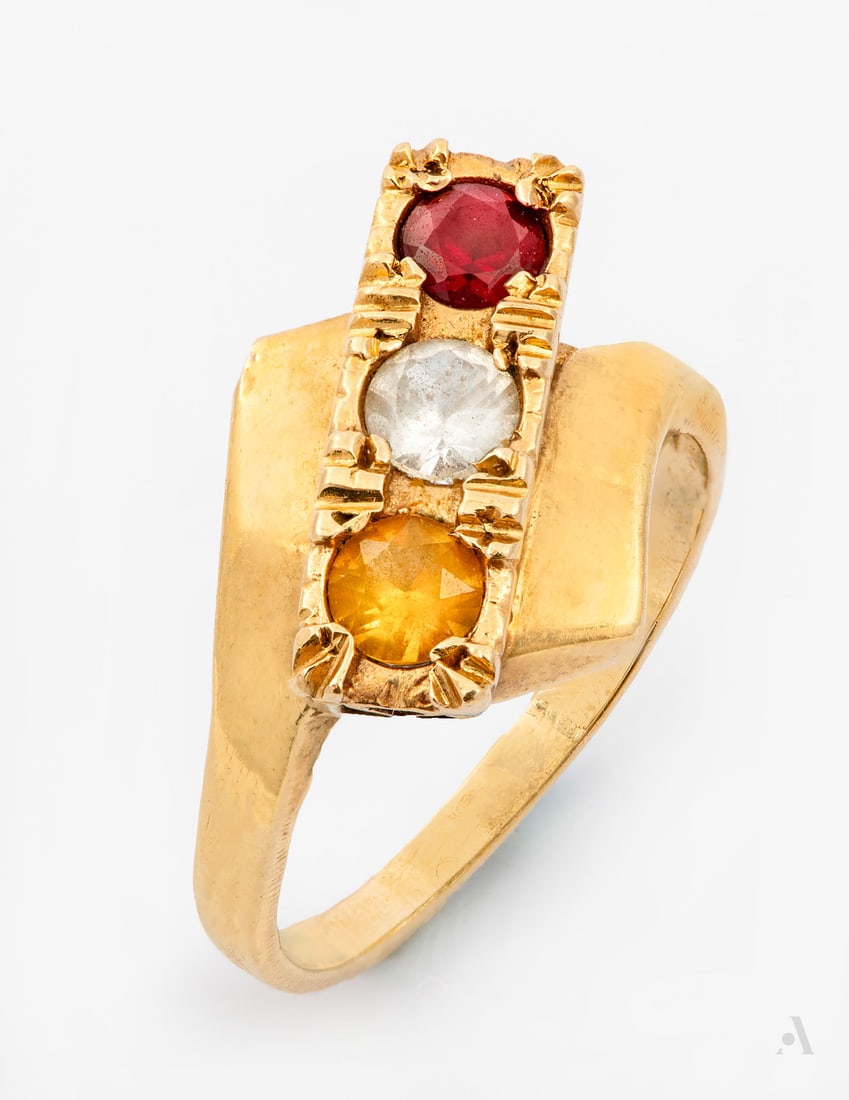 A 14K Yellow Gold Garnet and Gemstone Ring (1 of 3)