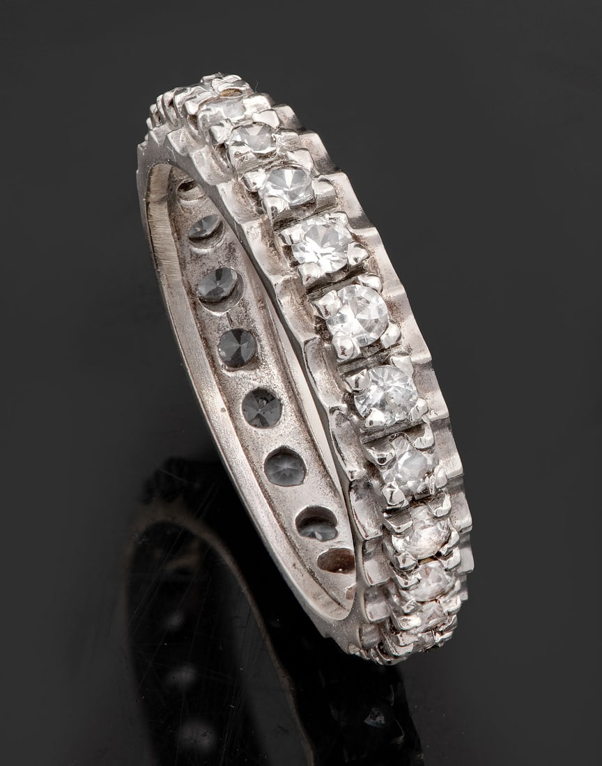 An 14K White Gold and Translucent Gemstone Eternity Ring (1 of 4)