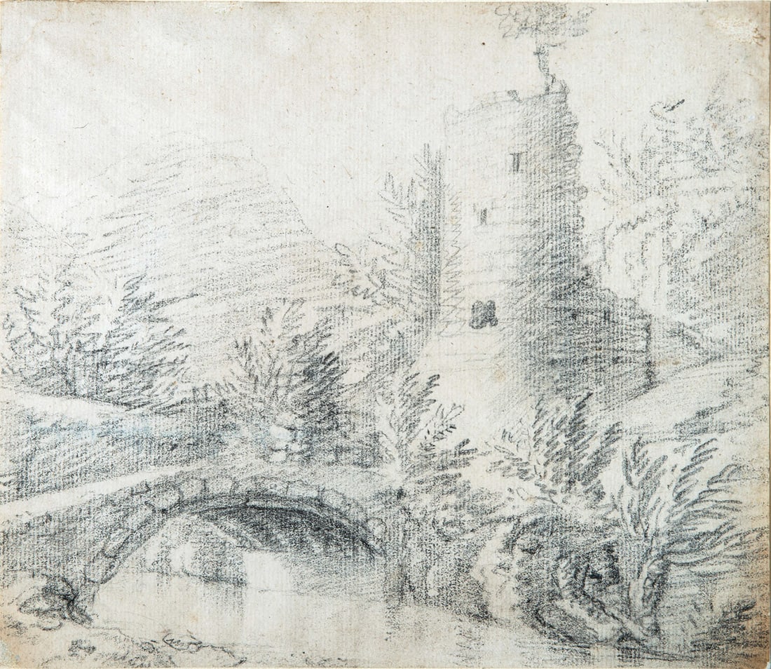 Bartholomeus Breenbergh (1599-1657), Landscape with a Bridge (1 of 2)