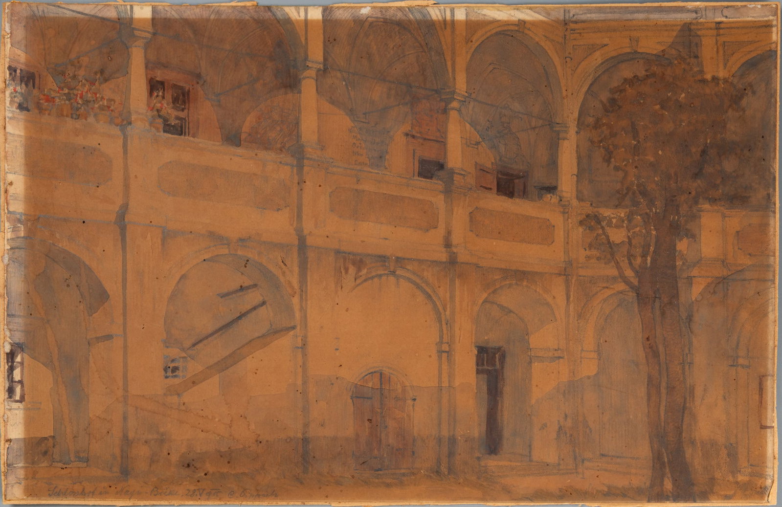 Karl Pippich (1862-1932), Courtyard: Karl Pippich (1862-1932), Courtyard Watercolor and pencil on paper 1891 Signed and dated (lower left). 24 × 37 cm