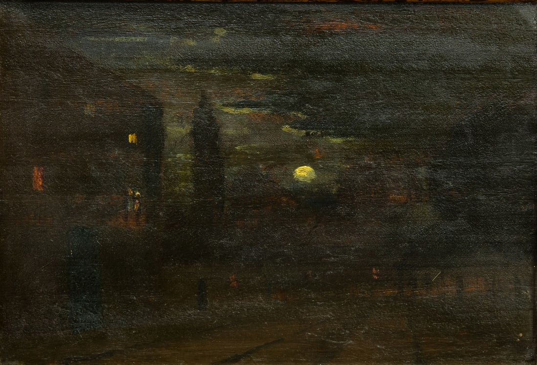 Unidentified Artist, Nocturnal Urban Scene (1 of 3)