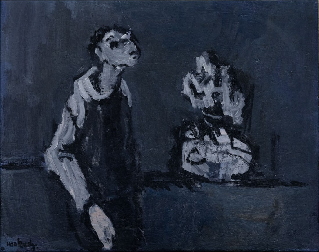 Moshe Mokady (1902-1975), Figure: Moshe Mokady (1902-1975), Figure Oil on thick cardboard Signed (lower left). 35 x 44 cm Condition: For a condition report, please contact office@alma.auction. All items are sold as is, and b
