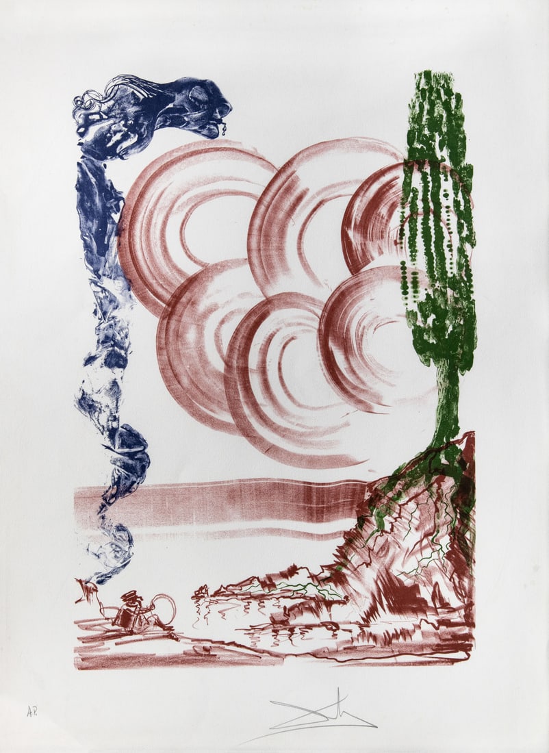 Salvador Dali (1904-1989), Atomo from the Portfolio 'La suite Colibri': Salvador Dali (1904-1989), Atomo from the Portfolio 'La suite Colibri' Litograph in colors on wove paper Signed (lower right) and inscribed AP (lower left). With margins: 75 x 56 cm; without margins: 