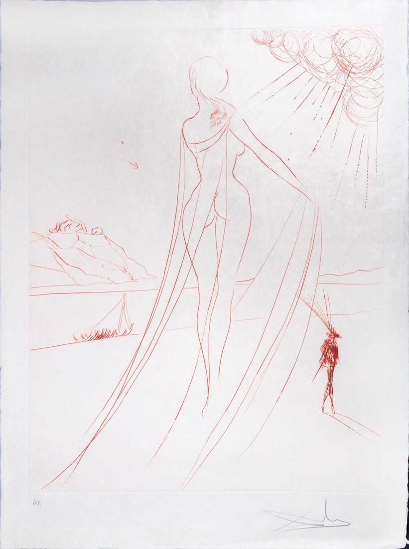 Salvador Dali (1904-1989), Gala Assunta: Salvador Dali (1904-1989), Gala Assunta Drypoint etching in Siena on Japan paper Signed (lower right) and inscribed AP (lower left). 77 x 57 cm Condition: For a condition report, please contact office