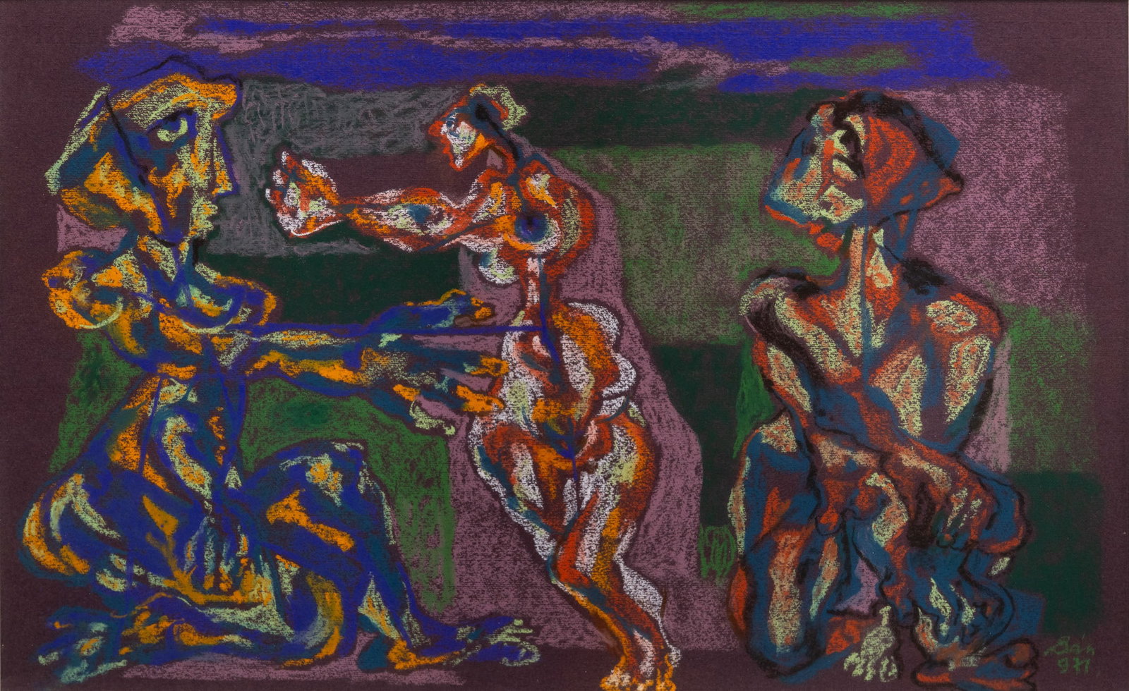 Bela Ban (1909-1972), Figures: Bela Ban (1909-1972), Figures Pastel on paper Signed (on the reverse). 48 x 32 cm Provenance: Purchased from the estate of the artist by the present owner. Condition: For a condition report, please