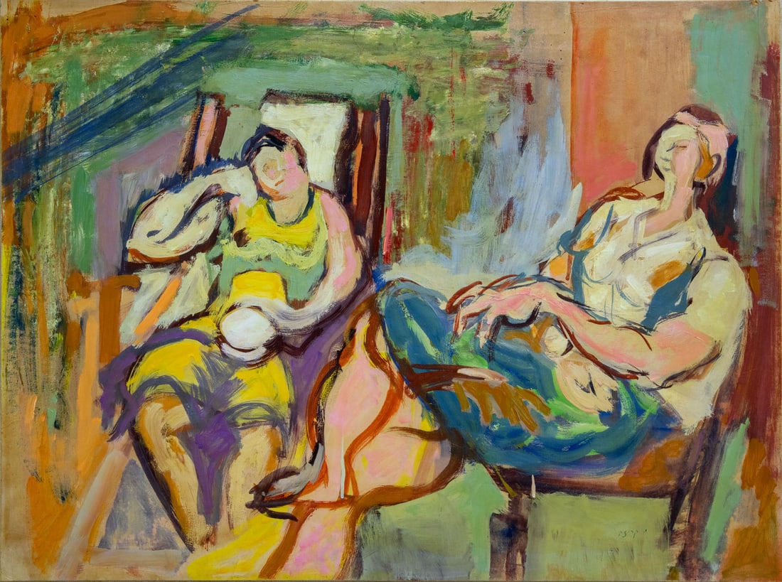 Yehiel Krize (1909-1968), Seated Women: Yehiel Krize (1909-1968), Seated Women Oil on canvas Signed (lower right). 52 x 69 cm Condition: For a condition report, please contact office@alma.auction. All items are sold as is, and buyers are