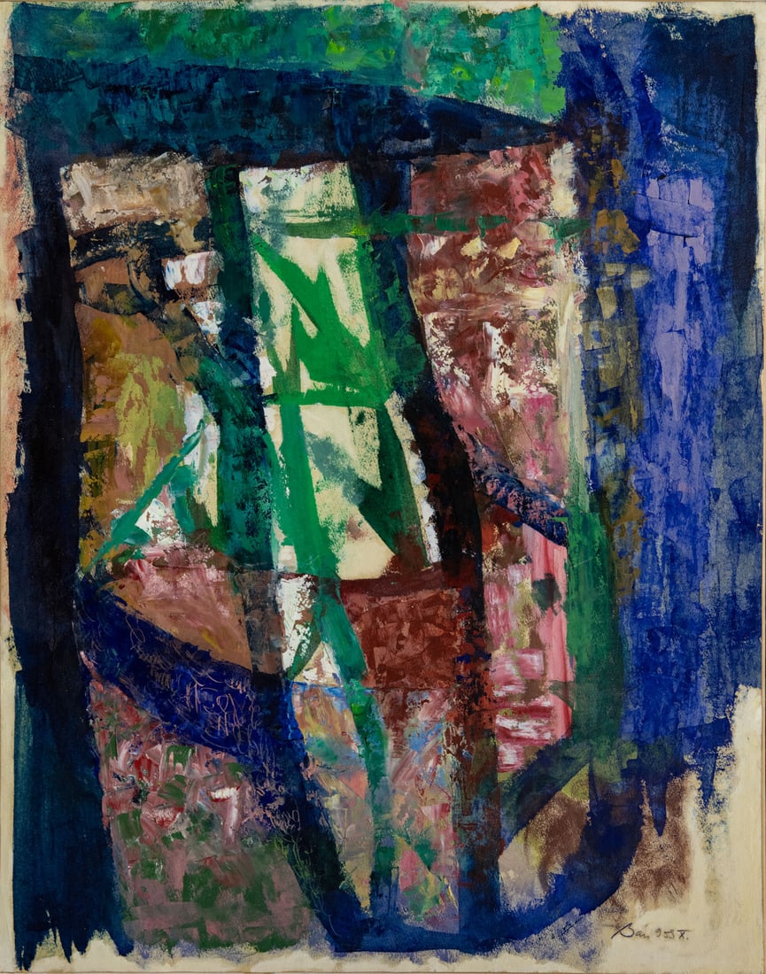 Bela Ban (1909-1972), Abstract: Bela Ban (1909-1972), Abstract Gouache on paper laid down on canvas 1958 Signed and dated 58 (lower right). 59 x 48 cm Condition: For a condition report, please contact office@alma.auction. All items