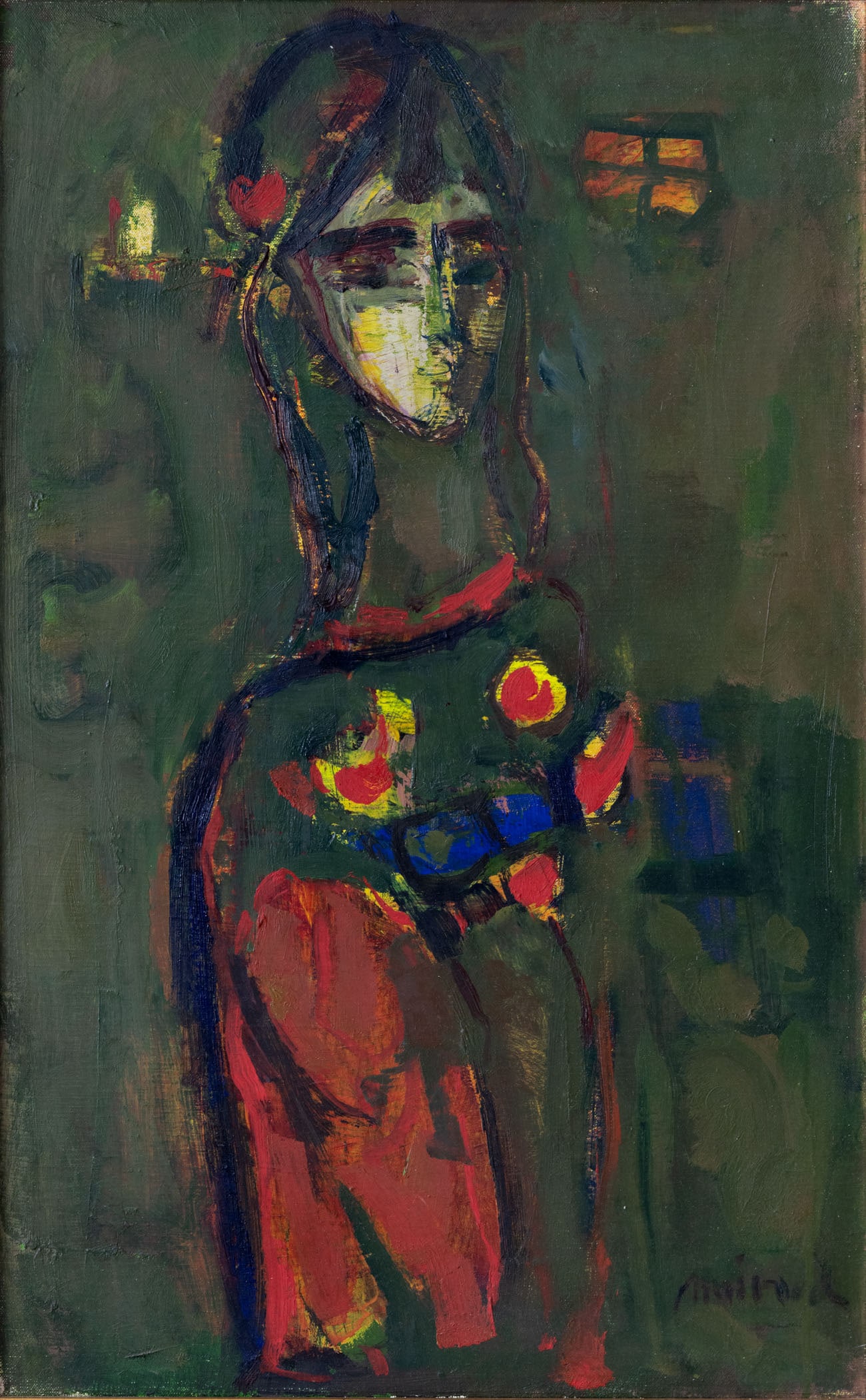 Zvi Mairovich (1911-1974), Portrait of a Woman: Zvi Mairovich (1911-1974), Portrait of a Woman Oil on canvas Signed (lower right). 38 x 51 cm Provenance: Private collection, Jerusalem Condition: For a condition report, please contact