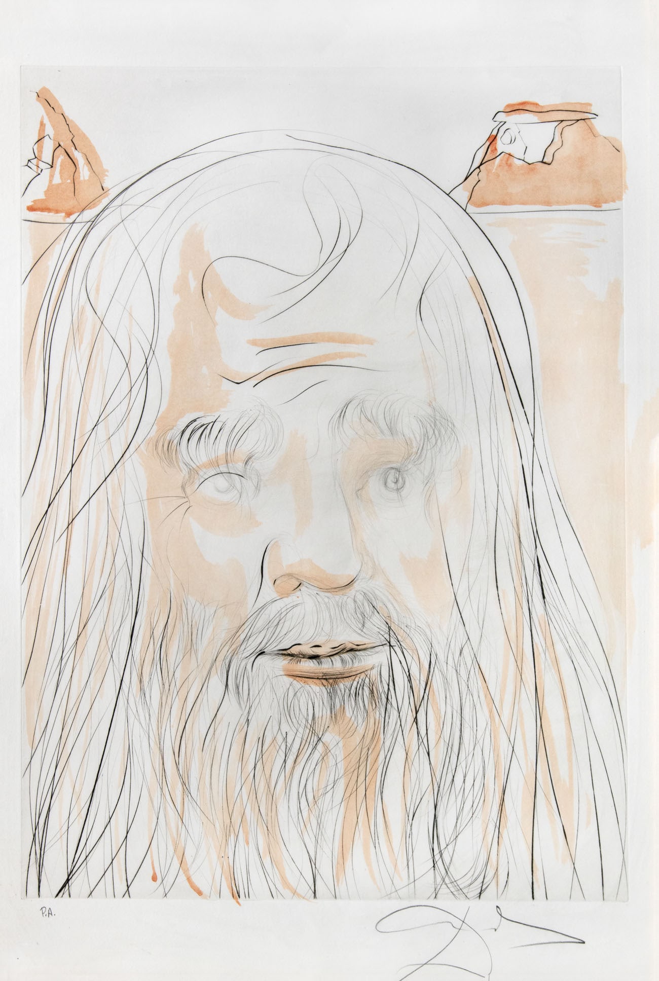 Salvador Dali (1904-1989), Leonardo da Vinci, from 'Hommage a Leonardo da Vinci': Salvador Dali (1904-1989), Leonardo da Vinci, from 'Hommage a Leonardo da Vinci' Etching with aquatint and lithograph in colors 1975 Signed (lower right) and inscribed PA (lower left). Printed by Lebl