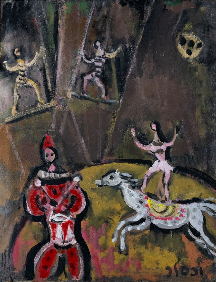 Jacob Wexler (1912â€“1995), The Circus: Jacob Wexler (1912â€“1995), The Circus Acrylic on canvas ca 1950's Signed lower right. 58 x 45 cm