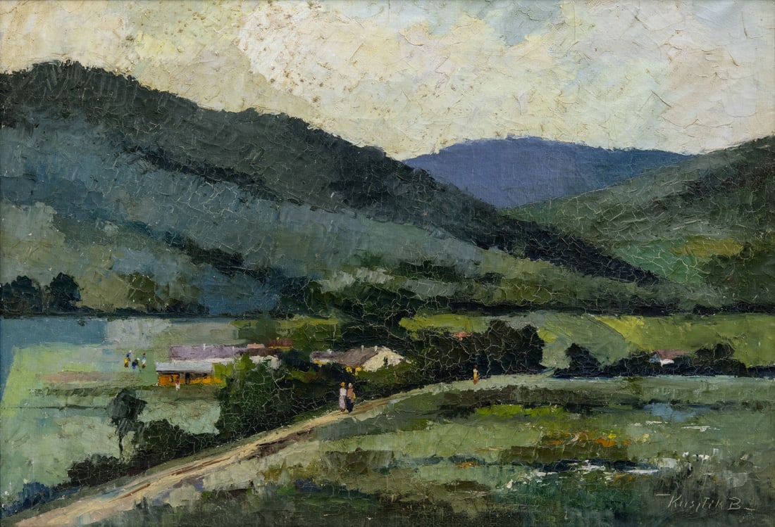 Bela Krisztik (20th Century), Landscape: Bela Krisztik (20th Century), Landscape Oil on canvas Signed (lower right). 56 x 81 cm Condition: For a condition report, please contact office@alma.auction. All items are sold as is, and buyers are r