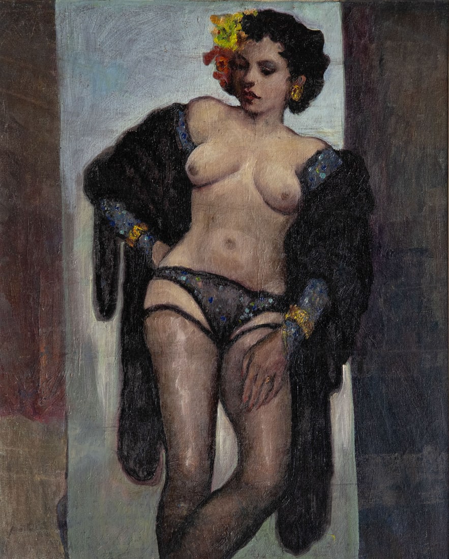 Unidentified Artist, Female Nude: Unidentified Artist, Female Nude Oil on canvas Signed (lower left). 60 x 50 cm Provenance: The Clarefeld family collection , Tel Aviv. Condition: For a conditio