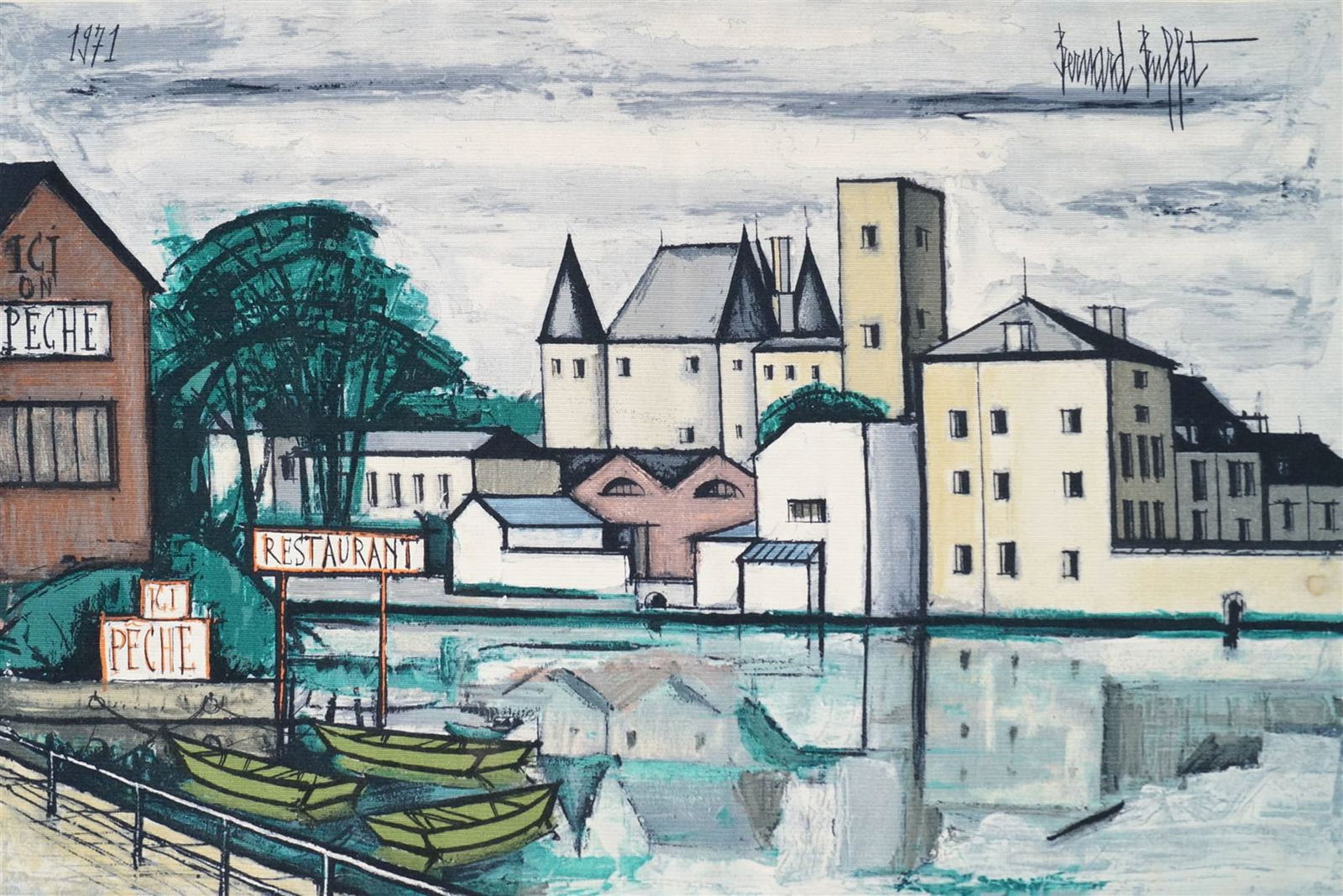 Bernard Buffet (1928-1999), Nemours, Le Chateau et les bords du Loing (1 of 4)