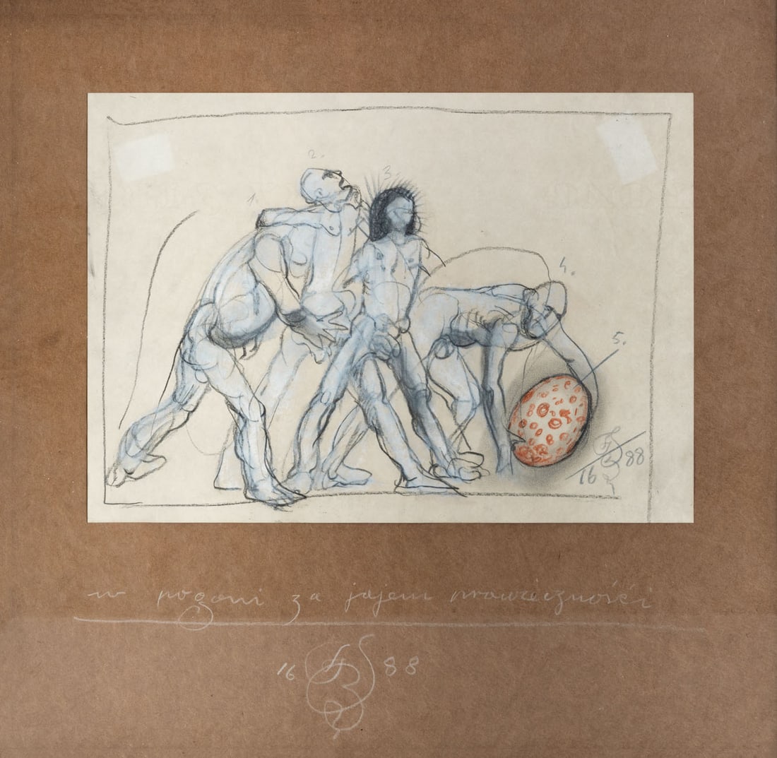 Franciszek Starowieyski (Polish, 1930-2009), In Pursuit of a Beautiful Dream: Franciszek Starowieyski (Polish, 1930-2009), In Pursuit of a Beautiful Dream Charcoal and pastel on paper 1988 Signed and dated 88 (lower right). Signed, dated