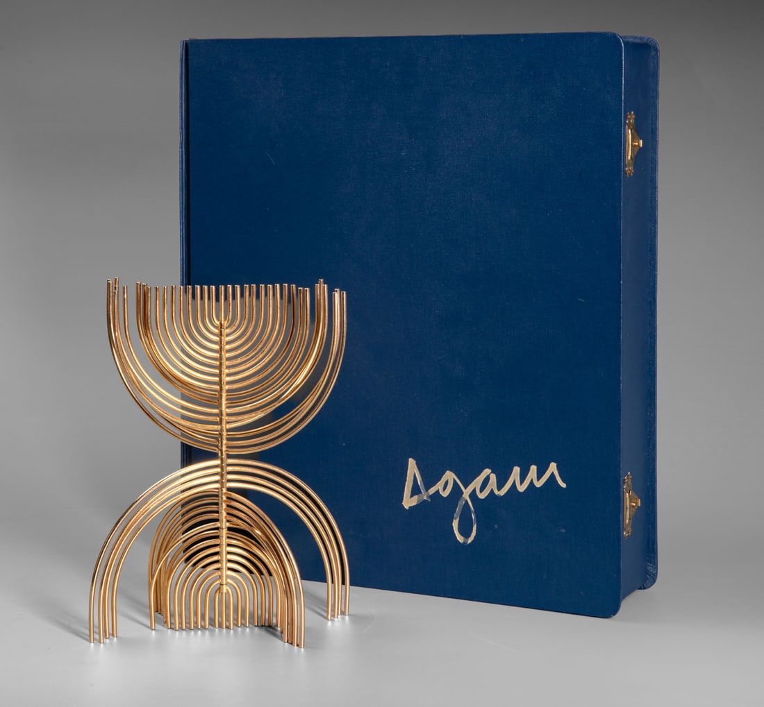 Yaacov Agam (1928-2026), The Agam Menorah: Yaacov Agam (1928-2026), The Agam Menorah 24K gold-plated brass 211 from an edition of 900 Height: 22 cm; width: 17 cm Notes: Accompanied by a certificate of authenticity.