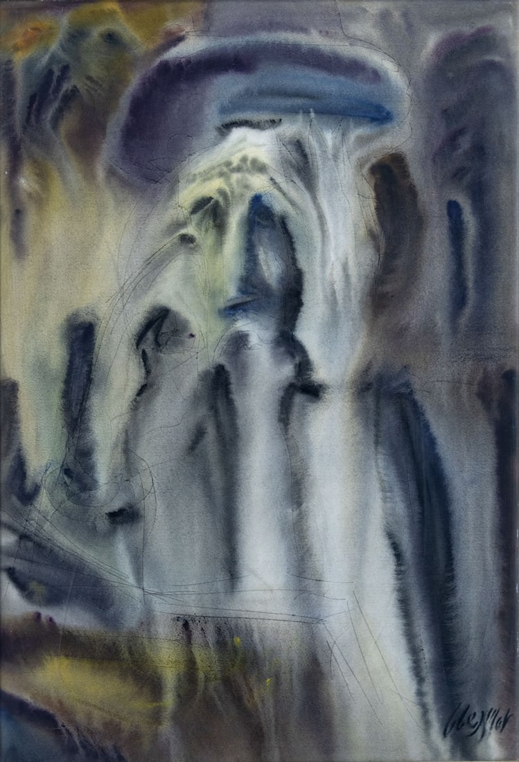 Alexander Aizenshtat (b. 1951), Figure: Alexander Aizenshtat (b. 1951), Figure Watercolor and pencil Signed (lower right). 70 x 50 cm Condition: For a condition report, please contact office@alma.auction. All items are sold as is, and