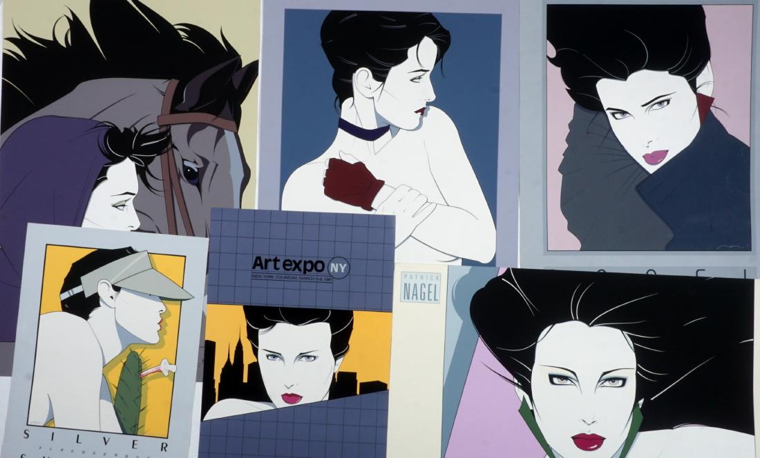 6 Patrick Nagel Exhibition Serigraphs: 6 PATRICK NAGEL EXHIBITION SERIGRAPHS: NAGEL, Patrick, (American, 1945-1984) : 6 Serigraphs total to include Gallery in the Courtyard, Silver Sunbeam, ArtExpo NY (signed and numbered 168/295), Scattiv