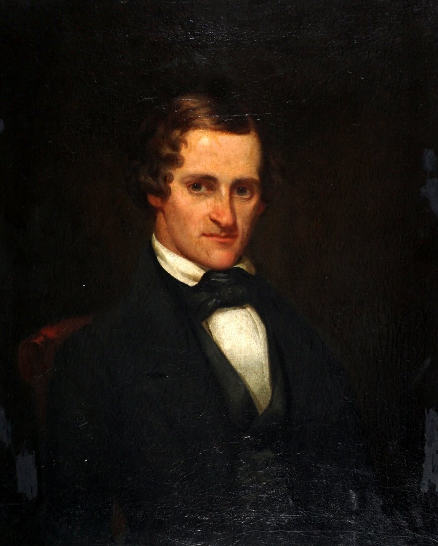 Charles Soule New Orleans Portrait of a Man: SOULE, Charles, (American, 1809-1869): Portrait of a distinguished gentleman bust, Oil/Canvas, inscription verso "Chas. Soule Paint, N. Orleans, 30" x 25", framed 35" x 30". Condition: Wax relined, cr