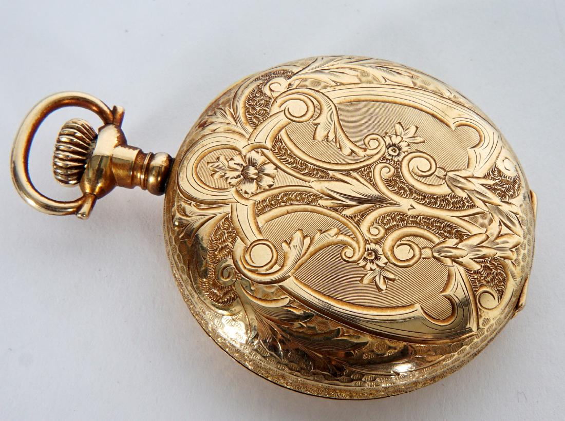 Engraved 14k Gold Hunter Case Elgin Pocket Watch