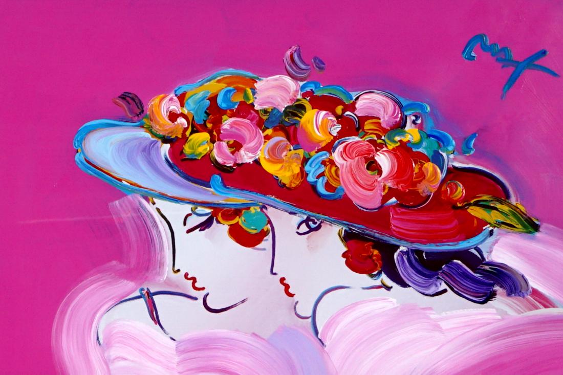 Peter Max Kentucky Oaks 2000 Mixed Media: MAX, Peter, (American, 20th Century): "Kentucky Oaks 2000" #25, Mixed Media / Embellished Poster with Acrylic, signed upper right, 24" x 36", framed 35.5" x 47". Sold with Peter Max Original Art Certi