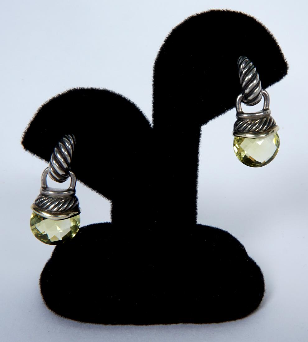 David Yurman Citrine French Clip Earrings: Sterling earrings with double faceted cut citrines (approx. 8mm dia.), with French clips, marked DY inside.