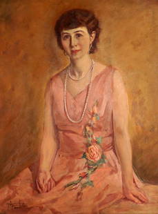 Fernando Amorsolo Portrait of a Socialite: AMORSOLO Y CUETO, Fernando, (Philippines, 1892-1972): Three quarter length portrait of a unidentified seated socialite, Oil/Board, signed lower left, dated Manila-1955, 34.25" x 26", framed 39" x